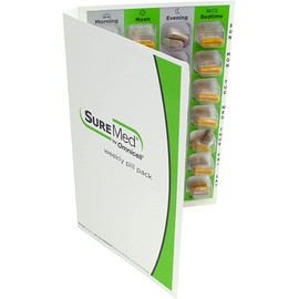 4 Times a Day Weekly XL Cold Seal Medication Blister Pack System Cards for Pills -One Piece Unit Dose Tri-Fold Booklet, Easy No Extra Equipment Needed, Just Fill and Seal (4X a Day Weekly - 100 Pack)