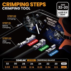 SOMELINE Crimp Tool Connector Kit, JST-PH 2.0mm/JST-XH 2.5mm/Du Pont 2.54mm Connector Set, 30 Types of Connectors, 32-20 AWG Ratcheting Crimper for Du pont,JST Series,KF2510,Molex,TE Series