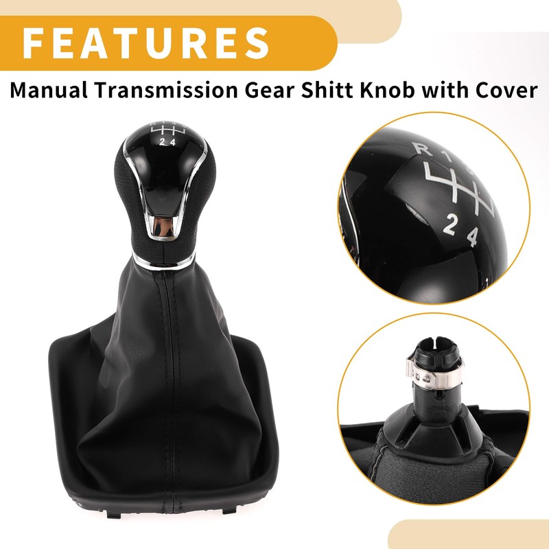 Partuto 5 Speed Manual Gear Shifter Knob with Cover -