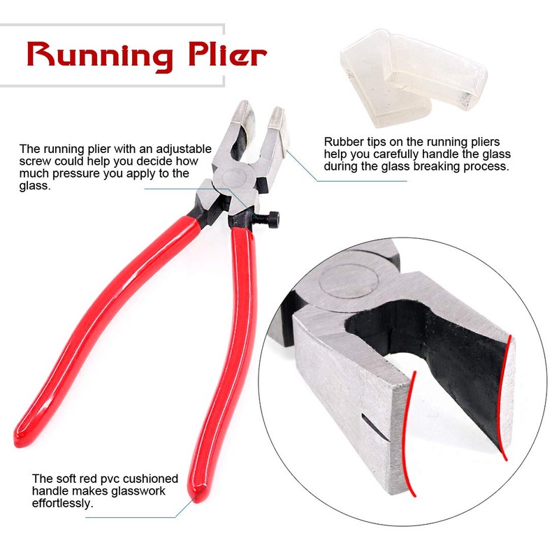 Hilitchi 8Pcs Wheeled Glass Tile Nipper Running Plier Breaking Grozer