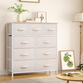 YITAHOME Dresser with 9 Drawers - Fabric Storage Tower, Organizer Unit for Living Room, Hallway - Sturdy Steel Frame, Wooden Top & Easy Pull Fabric Bins