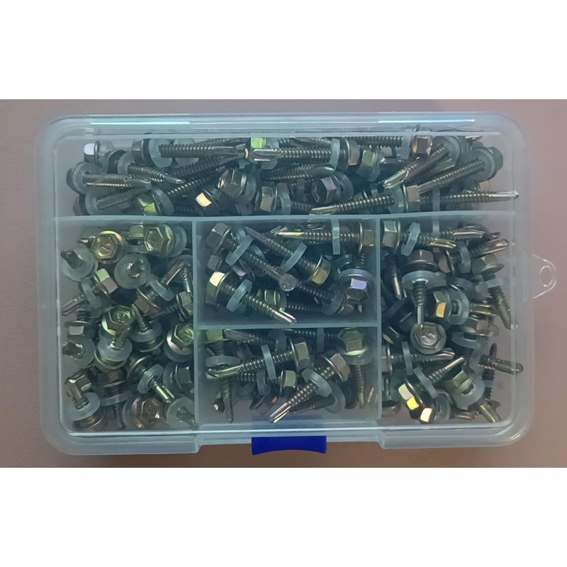 (140Pcs) Hex Washer Head Self Drilling Screws，#8x3/5,#8x4/5,#8x1,#8x1-1/5 TEK Screws, Self