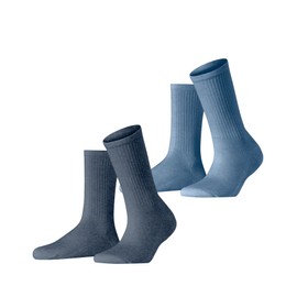 ESPRIT Women's Basic Tennis Multipack W So Cotton Plain Socks (Pack of 2), Blue Mix 0070