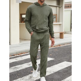 LecGee Sweatsuits for Men 2 Piece Tracksuit Sets Hoodie Sweatpants for Men Casual Sports Jogging Suits(Army Green,Medium)