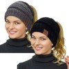 Rosoz 2 Pack Ponytail Beanie for Women,Winter Warm Beanie Tail