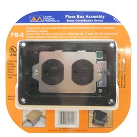 Allied Moulded Products Duplex Device 24-1/2 cu. in. Old Work Rectangular Floor Box with Brass Cover