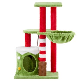 Pinikuyiro Cat Tree with Condo and Hammock, Cat Tower condo for Indoor, Cat House with Cozy Hammock and Scratching Posts