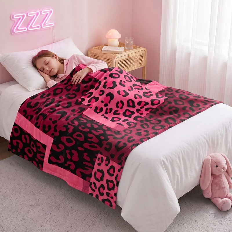 Pink and Black Cheetah Throw Blanket, 50x60 in