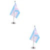 COHEALI 2 Sets Polyester Rainbow Pride Desk Flag Support Small