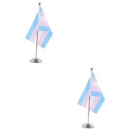 COHEALI 2 Sets Polyester Rainbow Pride Desk Flag Support Small Desk Flag Stand for Indoor/outdoor Decorations