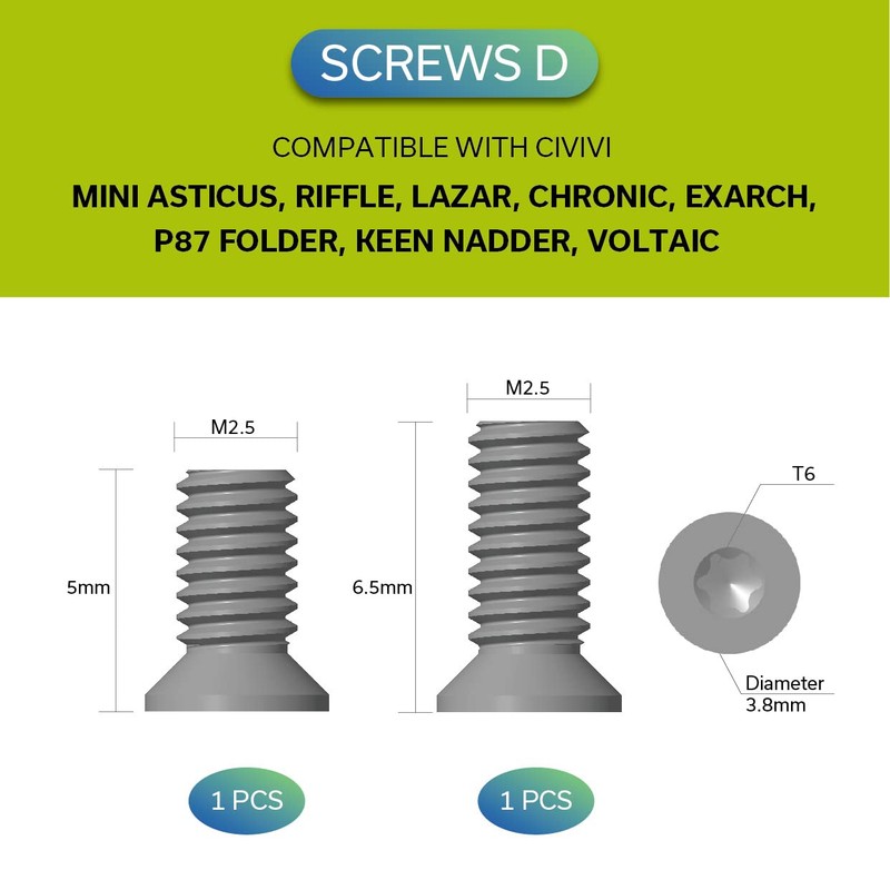 CIVIVI Stainless Steel Pocket Clip Screws CA-12A (Plain)