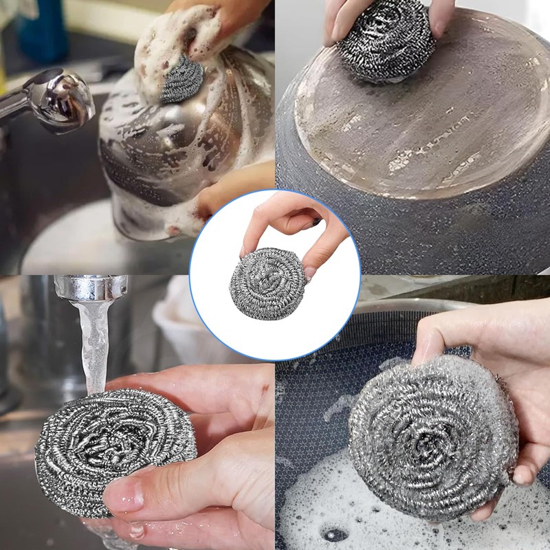 6PCS Stainless Steel Scourer, Thick & Strong Wire Scourer, Wire