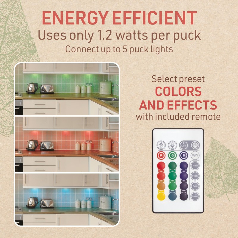 Birch Lighting Under Cabinet LED Puck Lighting Kit with 3