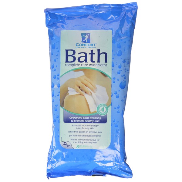 Comfort Bath! Personal Cleansing, Ultra-Thick Disposable Washcloths, 8 ea pack of 2
