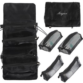 Fogman Makeup Pouch, Makeup Pouch, Travel Pouch, Cosmetic Pouch, Large Capacity, Hanging Storage, Dividers, Black