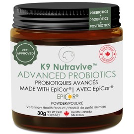 K9 Nutravie Probiotics for Dogs Powder Pet Supplements - Digestion & Gut Health for Dogs - Epicor, Pumpkin Fiber for Immunity, Bowel Health - Allergen-Free - Small Medium Large Breeds - 30g Unflavored