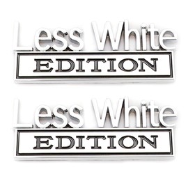2 Pcs Less White Edition Emblem Car Side Rear Front Hood Trunk Door Badge 3D Decal Sticker Fit for Car Truck SUV (Less White, Silver Black)