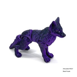Articulated Wolf 3-D Printed, Small Medium Large Wolf Toy, Black and Purple Wolf Toy, Fidget 3D Printed Gift for Him, Executive Office Desk Toy, Home Decor (Medium)