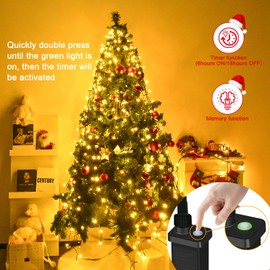 Etopgo Christmas Tree Lights, 2m 16 Garland 400LED Christmas Tree String Lights Waterproof,Warm White Christmas Fairy Lights with 6hTimer for Indoor Outdoor Party Christmas Tree Decorations