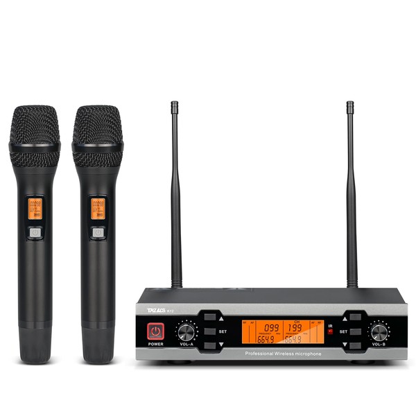 TKLBLS UHF Wireless Microphone System, Cordless Karaoke Microfono Set, Dual