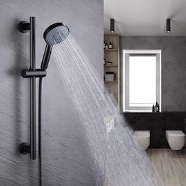 KES Adjustable Shower Head Holder with Slide Bar Combo, Handheld Shower Head with Hose 5-Function Handheld Shower Kit with Handheld Set Matte Black, F204-BK-C1