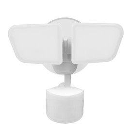 Globe Electric 17000203 240-Degree 22W Twin Head White 2200 Lumens Hardwired Motion Activated Outdoor Integrated LED Flood Light Security Light, Outdoor, Outside House Lights
