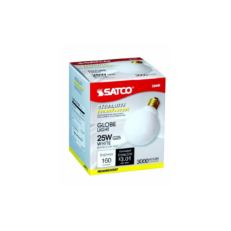 Satco Products S3440 120V 25G25 Medium Base White Light Bulb