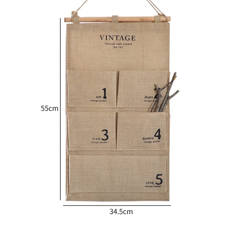Wall Pocket, Wall-mounted, Hanging, Hook, Storage, Organization, Classification, Natural, Cotton,