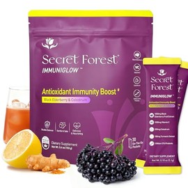 Secret Forest ImmuniGlow, 1000mg Vitamin C, 1000mg Black Elderberry, Probiotics, Colostrum, Turmeric & Zinc – Antioxidant & Recovery Formula, Daily Im