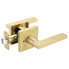 Haidms Gold Door Handle Interior, Zinc Alloy Brushed Gold Privacy Interior Door Handle for Bathroom, Modern Bedroom Lever Doorhandle (3 Pack)