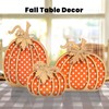 OLANRUN Fall Decor Set - 3-Piece Wooden Pumpkin Decor, Autumn