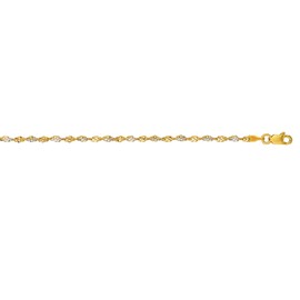 Ritastephens 14k Gold Yellow and White Two Tone Singapore Chain Necklace 1.35 mm 16 Inches