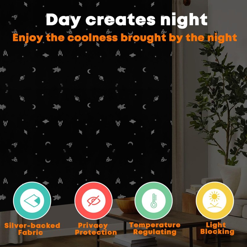 blackout blinds stick on 200X145cm,Patterned blackout fabric Temporary 100% Blackout