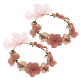 Minkissy 2pcs Floral Crown Headband Rattan Vine Wreath Garland Elegant Hair Accessories for Wedding Holiday Photography and Costume Parties