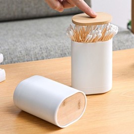 Wooden one-touch cotton swab case, artificial tear bottle storage dispenser, toothpick holder, portable toothpick / 우드 원터치 면봉 케이스 인공눈물 통 보관 디스펜서 이쑤시개 보관함 요지 휴대용