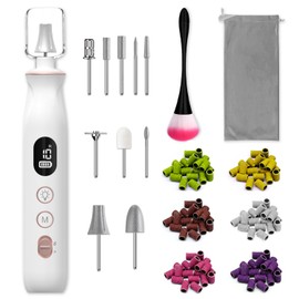Electric Nail File, 10 Speeds Cordless Nail Drill with LED Light, Portable Manicure Pedicure Kit for Acrylic Gel Nails Thick Toenails Nail Grind, Hand Natural Nails Care - 10 Bits & 120 Sanding Bands