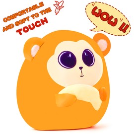 PLAYNICS Large Monkey Plush Pillow Stuffed Animal Toy,12" Big Size Cute Soft Fat Kawaii Hugging Stuff Cuddle Huggable Adorable Plushie,Gift for Kids