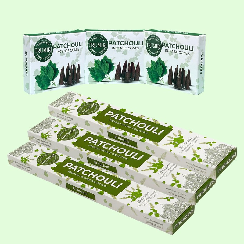 Patchouli Incense Sticks & Incense Cones Combo Pack - 60