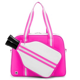 ROYALFAIR Pickleball Bags for Women Men Ladies - Unisex Sling Backpack with Accessories, Paddle Cover Case - Large Tote Shoulder Racquet Sports Gym Duffle, Adjustable Strap - Crossbody Option (Pink)