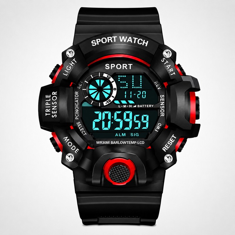 Digital Sports Wristwatch for Outdoor Play - Large Dial, Luminous,