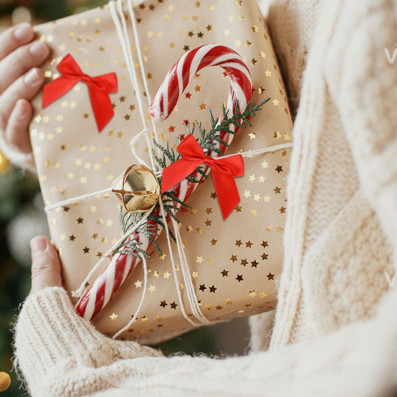 GEBETTER 48 pcs Small Red Rows Christmas 5cm Red Polyester