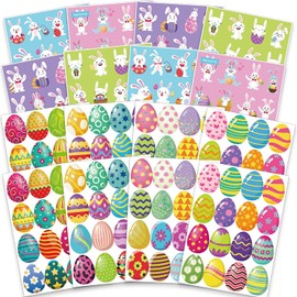 AWAMED 256PCS Easter Stickers, 128 Designs Bunny Easter Egg Stickers Happy Easter Holiday Decoration for Holiday Decals Party Supplies Reward Gifts (16 Sheets)