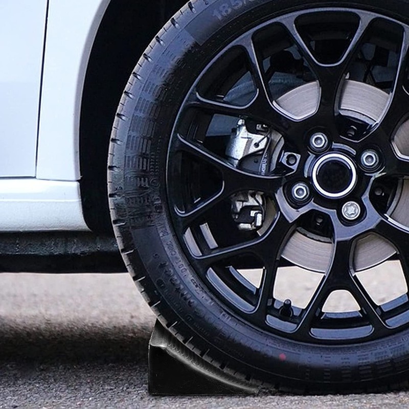 Fasmov 4 Pack Solid Rubber Heavy Duty Wheel Chock, Premium