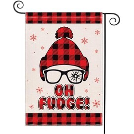 Oh Fudge Garden Flag for Christmas Yard Decorations, Funny Christmas Garden Flag, Funny Christmas Decorations, Ugly Christmas Story Xmas Decorations, Christmas Vacation Holiday Decorations