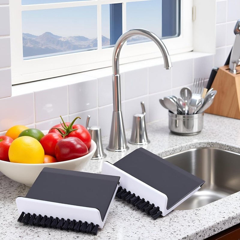 Black Kitchen Sink Squeegee Cleaner Countertop Brush Wiper Vegetable Cleaning