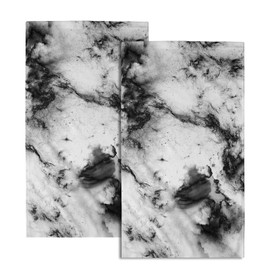 Miaoquhe Black White Marble Bath Towels Marble Texture Decorative Hand Towels Stone Marbling Towel Set of 2 Highly Absorbent Ultra Soft Fingertip Bath Towel for Bathroom Home Sports Gym Decor