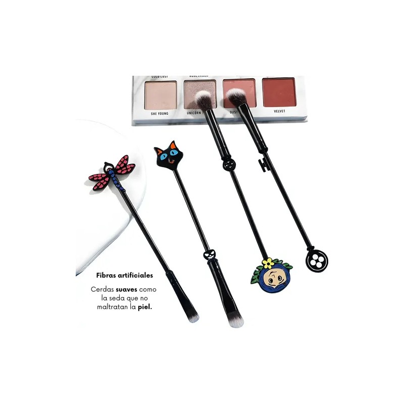 Set Brochas Coraline 4 Piezas Maquillaje
