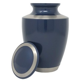 Modern Moonlight Blue Cremation Urn - Blue with Silver Accents, Adult Cremation Urn