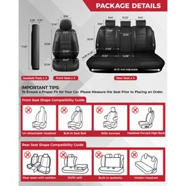 FREESOO Black Car Seat Covers Full Set - Faux Nappa Leather Seat Covers for Cars, with Front Seatbelt Pads, Waterproof Breathable Cushion Protectors Fit for Most 5 Seats Automative Sedans SUV Trucks