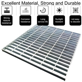 MASSLUNT Galvanized Steel Drain Grate for NDS 24x24 Catch Basin, Outdoor Drain Cover, B Class Replacement Sewer Grate Durable Heavy Duty, Sliver Square Drainage Grate for Driveway, Concrete, Garage
